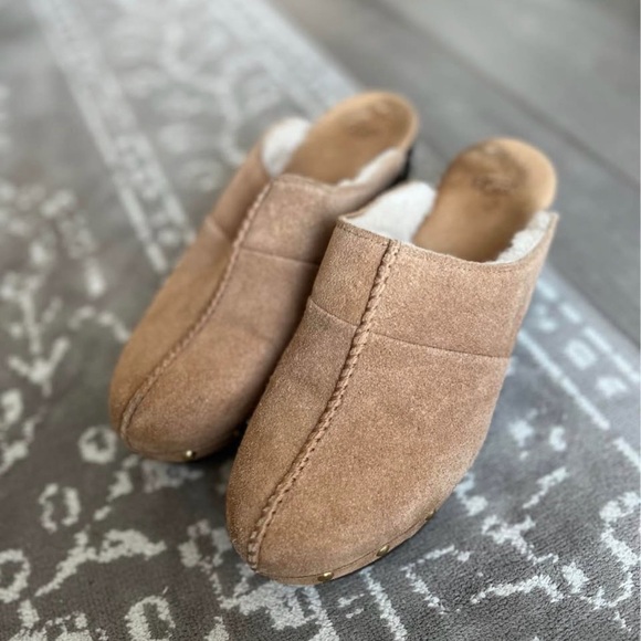 UGG Women's Beige Suede Mules - Picture 2 of 7
